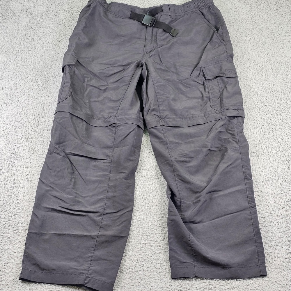 Eddie Bauer Pants Mens XL 30 Gray Convertible Cargo Hiking Zip Off Nylon Belted